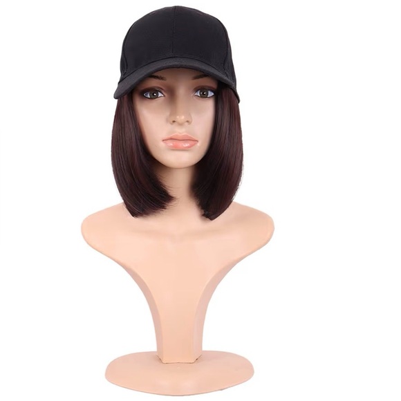 Other - Short Straight Bob Wig Resistant Synthetic Hair Extension Baseball Hat Wig